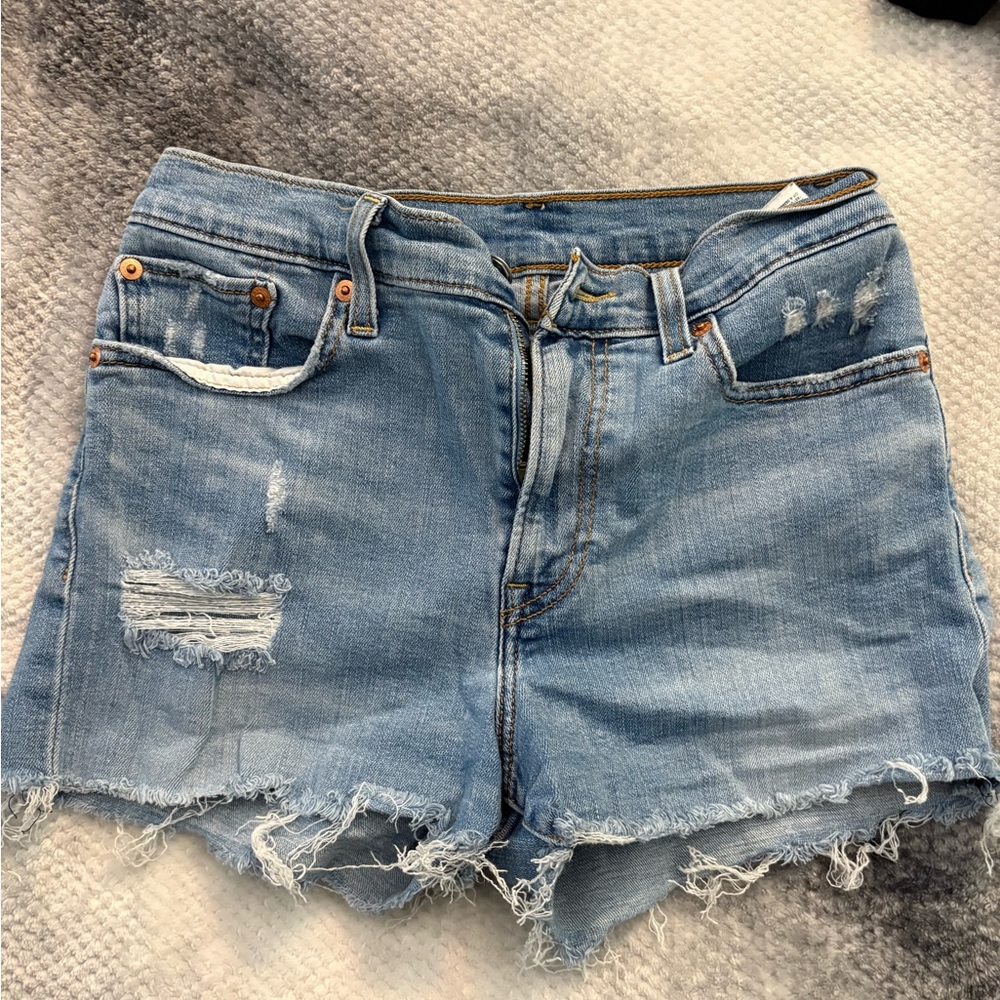 Levi's Light Blue Distressed Jean Shorts